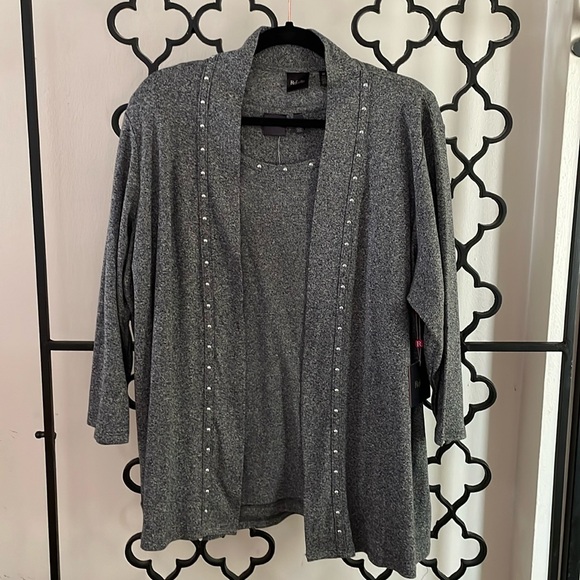 NWT Rafaella 2 Piece Studded Tank and Open Front Cardigan Size 2X - Picture 1 of 8
